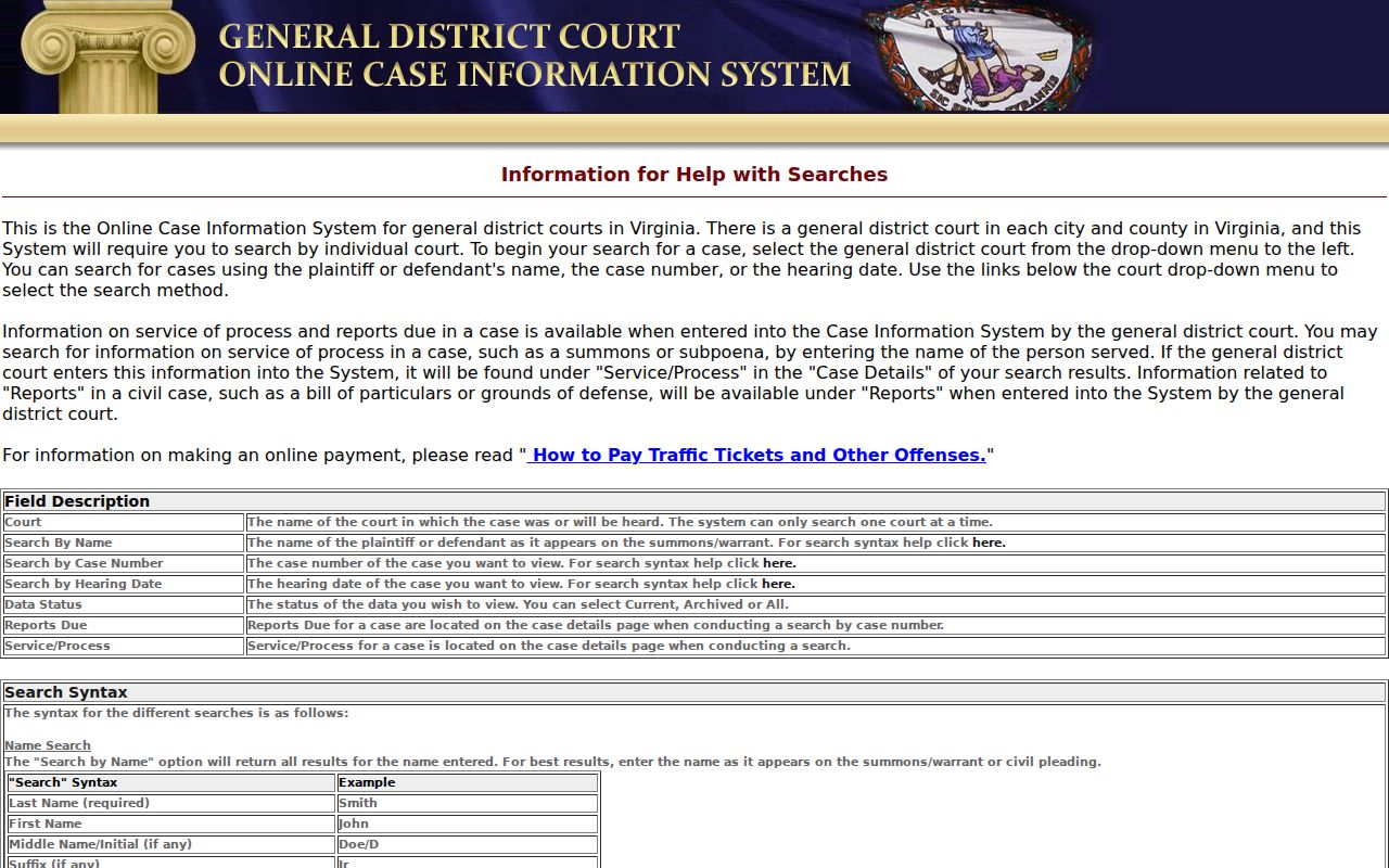 Carroll County bench warrants: General District Court search instructions