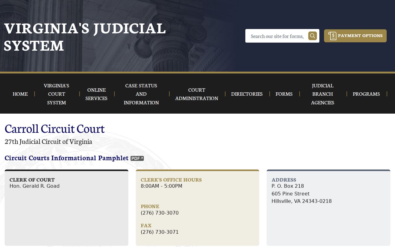 Carroll County arrest warrant: Circuit Court contact and case information