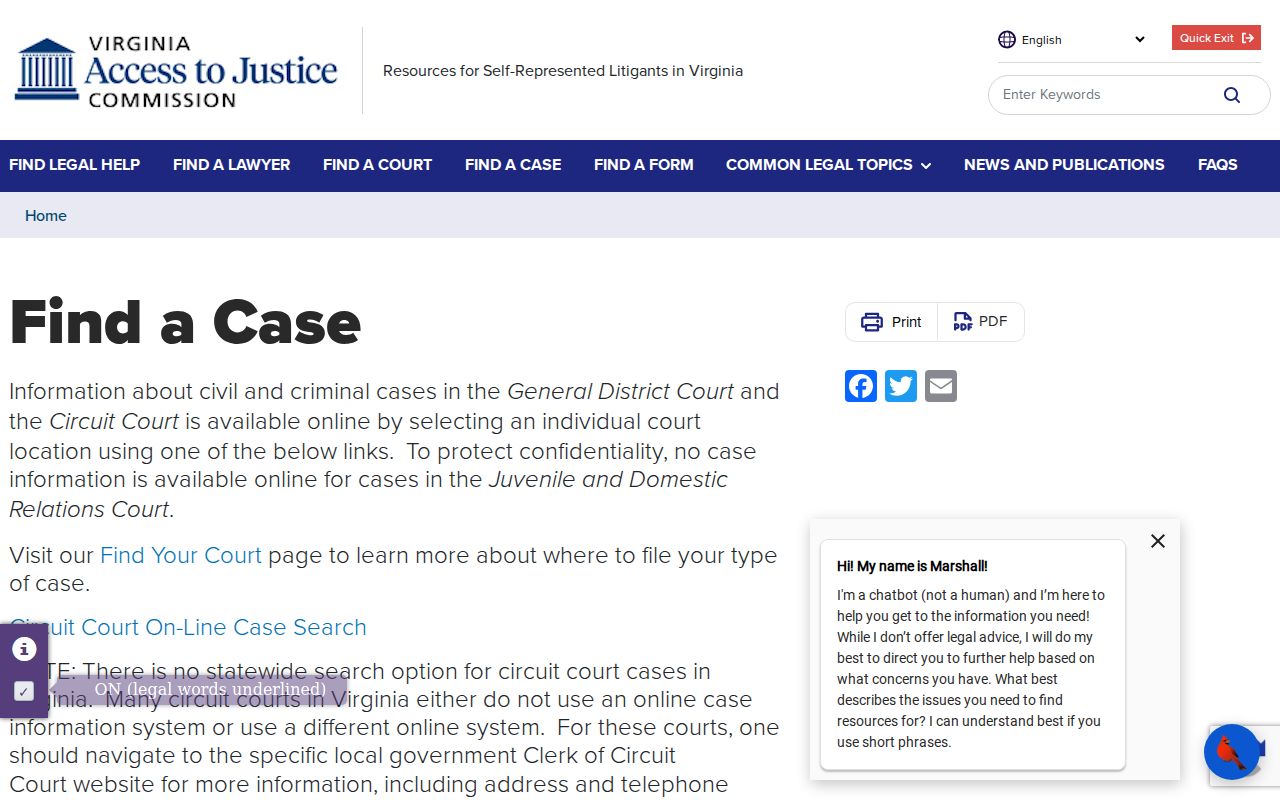 Carroll County warrant search: Virginia court guidance on private J&DR records