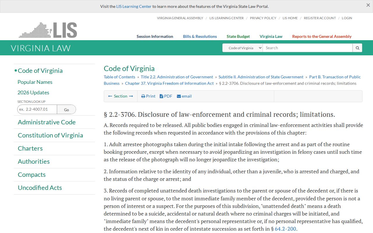 Carroll County active warrants: Virginia law-enforcement records access statute
