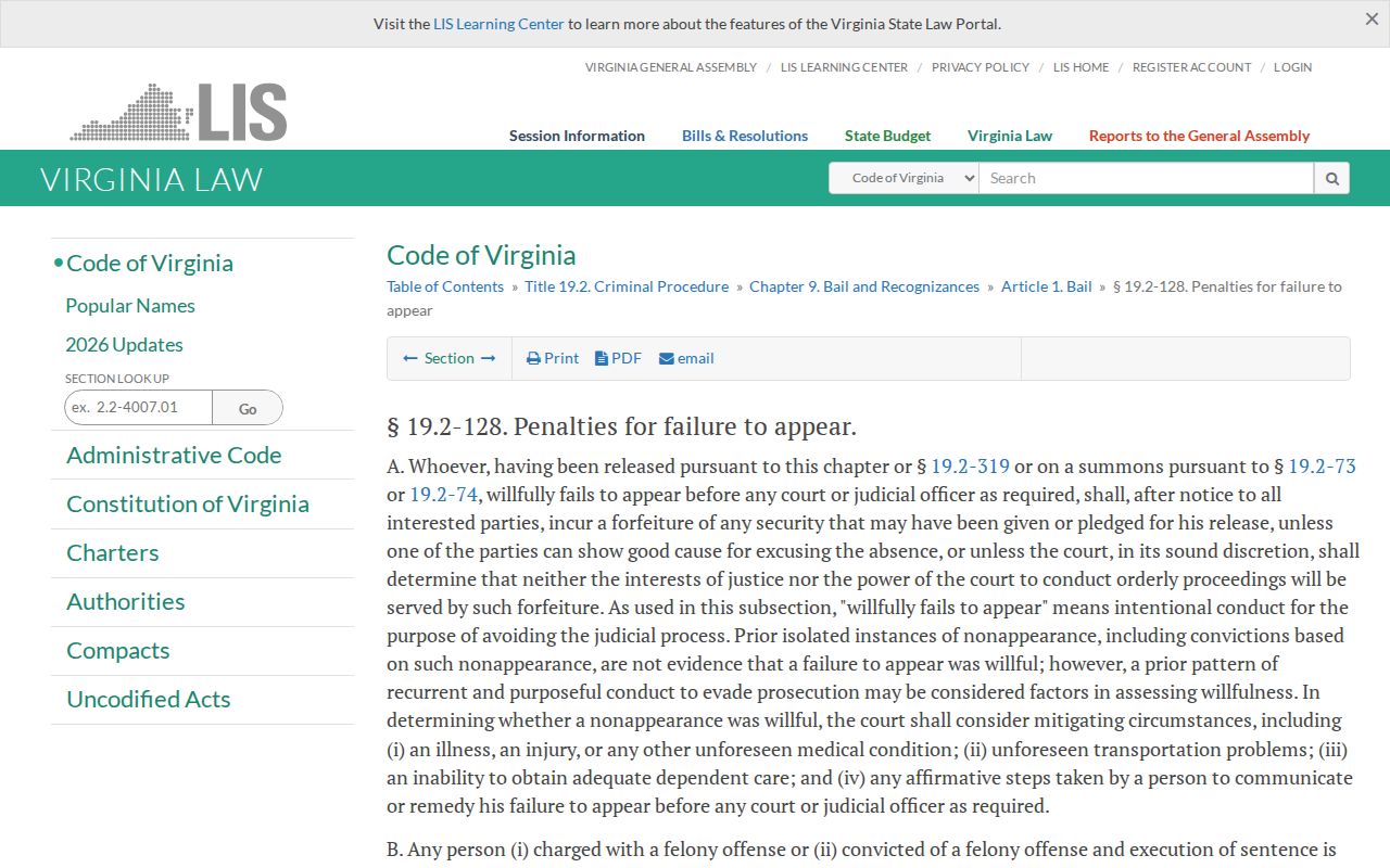 Carroll County bench warrant process: Virginia failure-to-appear statute