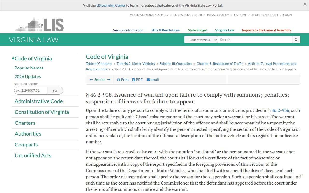 Carroll County traffic warrants: Virginia failure-to-comply statute