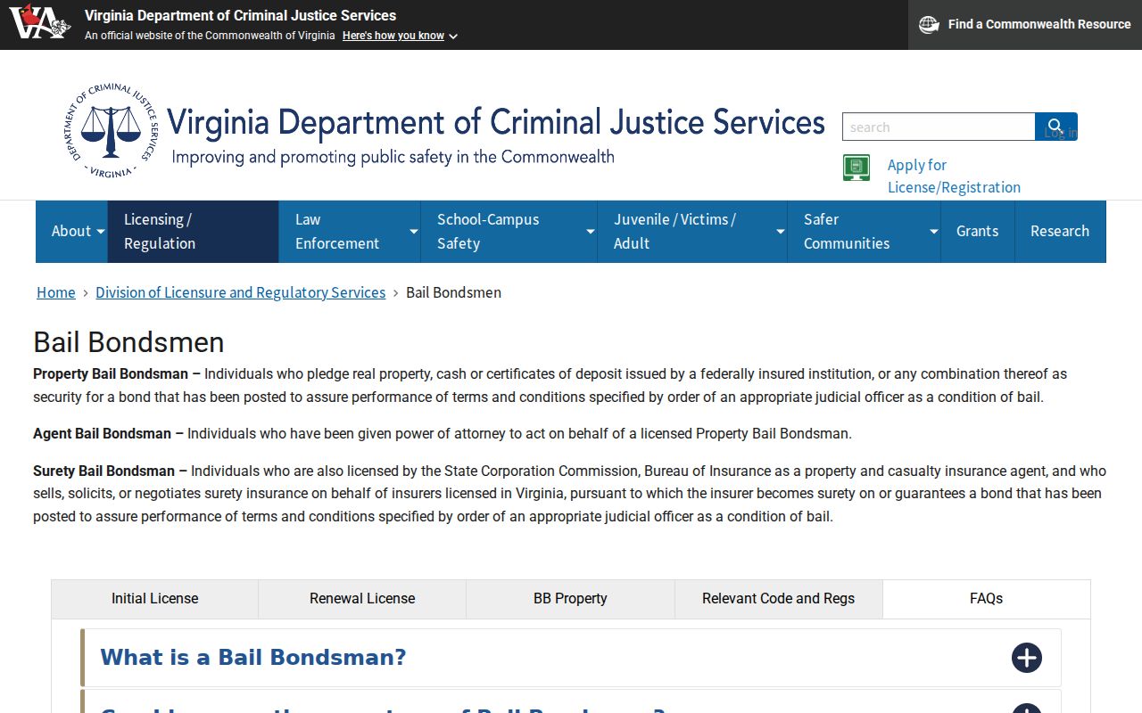 Carroll County bench warrant bond questions: Virginia bondsman licensing information